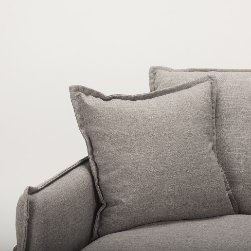 Roy II Flint Gray Upholstered and Brown Wood Frame Arm Chair