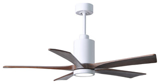 Matthews Fan, Patricia-5 Ceiling Fan, Lighting Kit, Gloss White, 52", Walnut