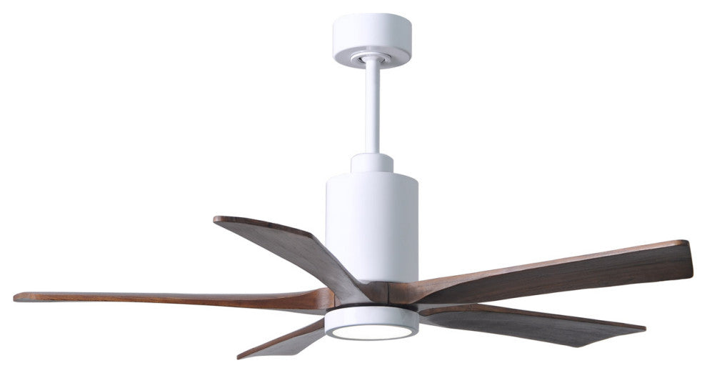 Matthews Fan, Patricia-5 Ceiling Fan, Lighting Kit, Gloss White, 52", Walnut