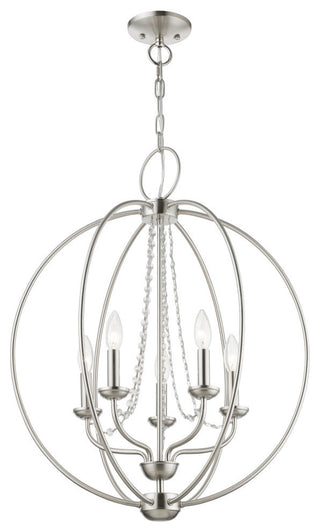 Arabella 5 Light Brushed Nickel Globe Chandelier