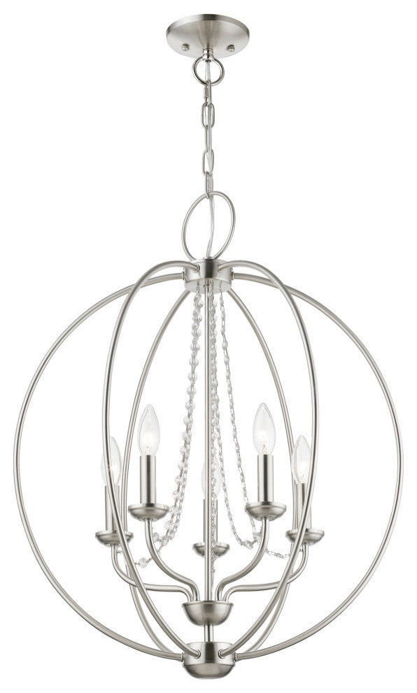 Arabella 5 Light Brushed Nickel Globe Chandelier