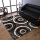 HAND TUFTED SHAG POLYESTER ECO-FRIENDLY AREA RUGS -  Gray Black Color, Geometric