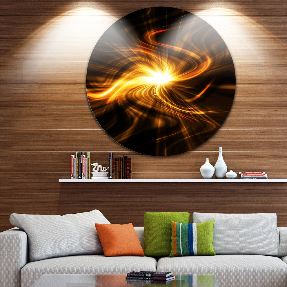 Explosion Of Fire In Black, Abstract Large Disc Metal Wall Art, 11"