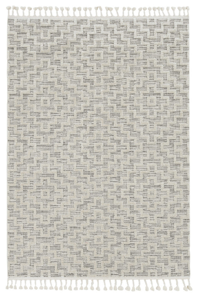 KAS Willow 1104 Ivory Gray Geo Area Rug, 8'x11'
