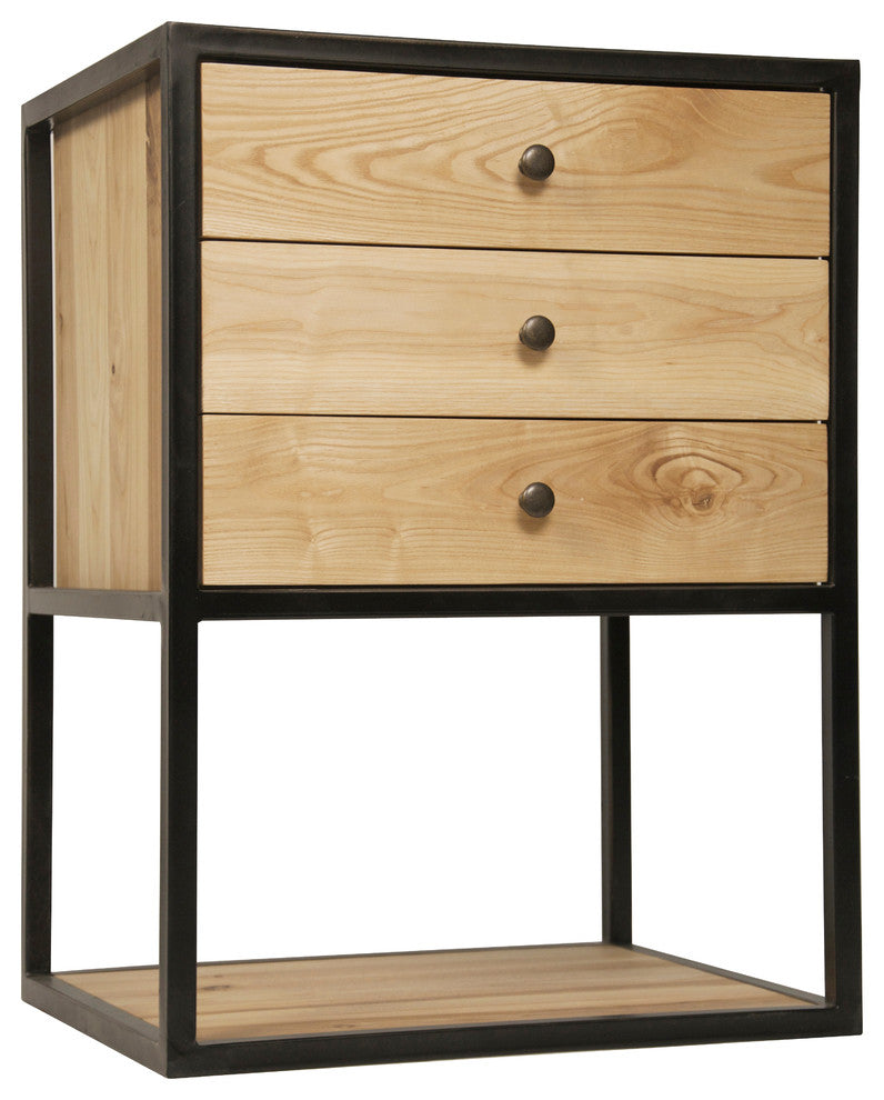 Pearce Side Table, Elm and Metal