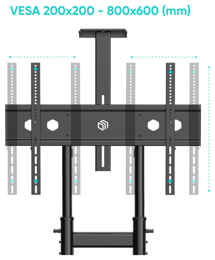ONKRON Portable TV Stand with Wheels for 50-90 Inch TVs up to 220 Lbs, black
