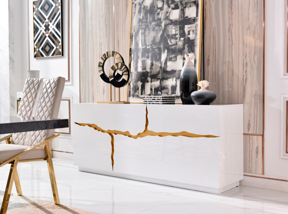 Modrest Aspen Modern White & Gold Buffet