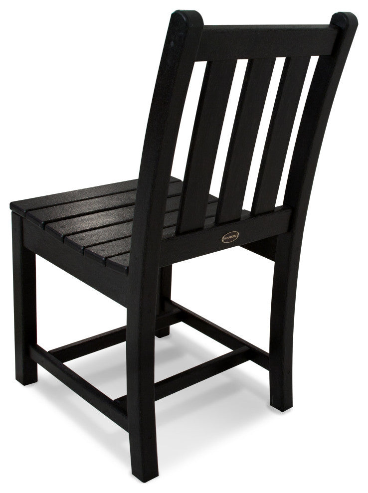 Polywood Traditional Garden Dining Side Chair, Black