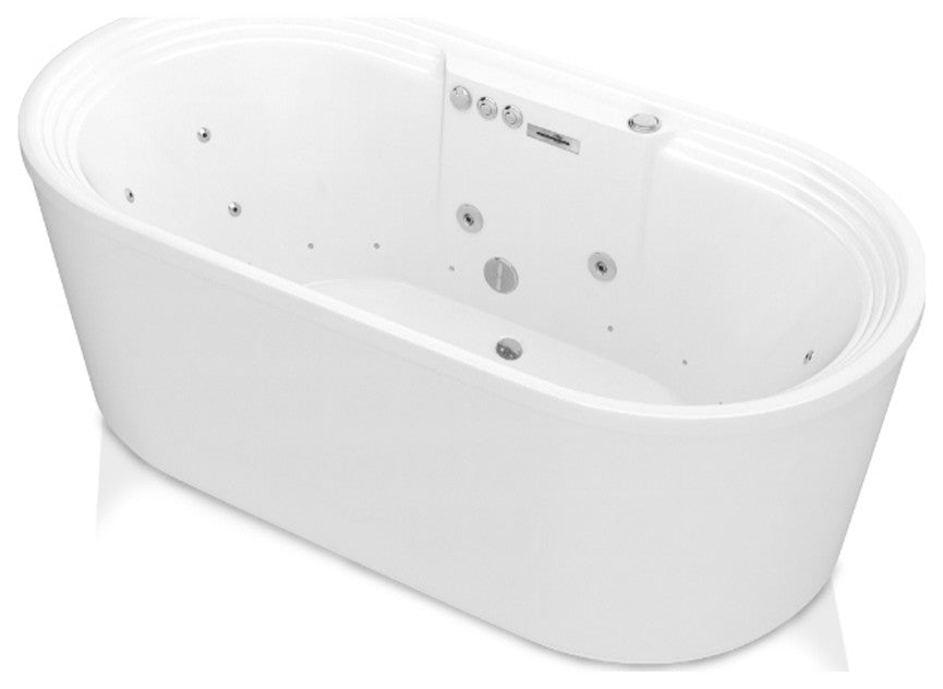 Sofi 5.6' Center Drain Whirlpool and Air Bath Tub in White