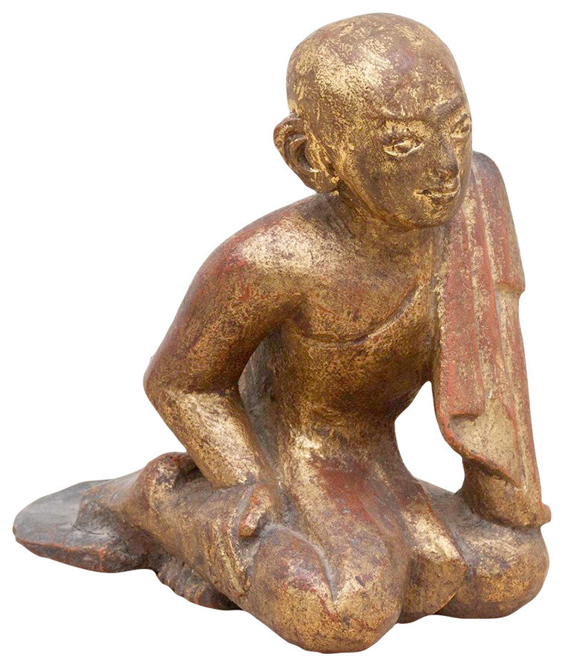 Small Carved & Painted Monk Figure