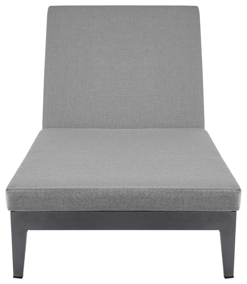 Argiope Outdoor Adjustable Chaise Lounge Chair, Aluminum With Gray Cushions