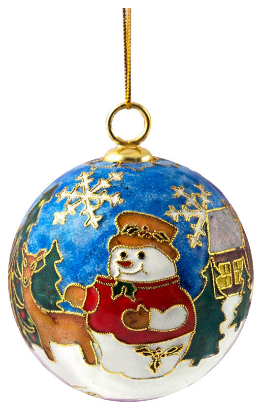 Cloisonne Snowman Ball Ornament