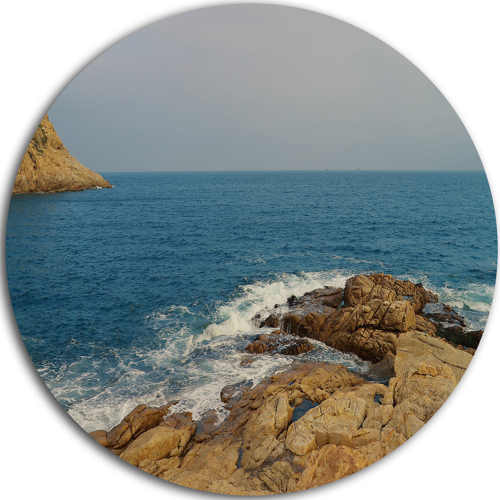 Blurred Waters In Hong Kong Beach, Seashore Round Wall Art, 23"
