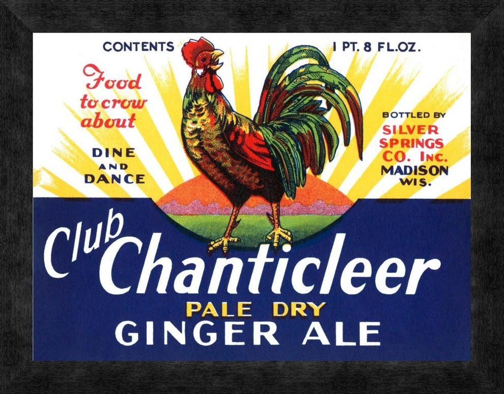 "Club Chanticleer Pale Dry Ginger Ale"  by Vintage Booze Labels, 18x14"