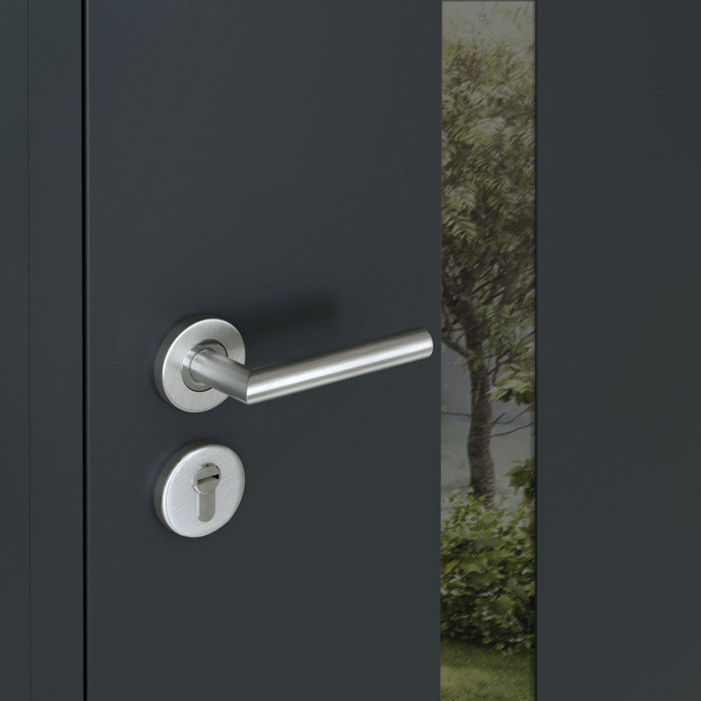 Front Exterior Prehung Steel Double Doors Cynex 6777 Grey -W72 x H80-LH-I
