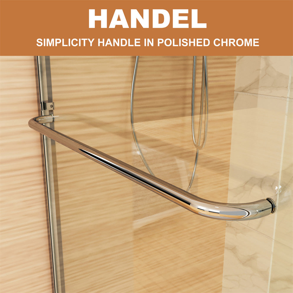 60" W x 70" H Traditional Sliding Shower Door, Chrome