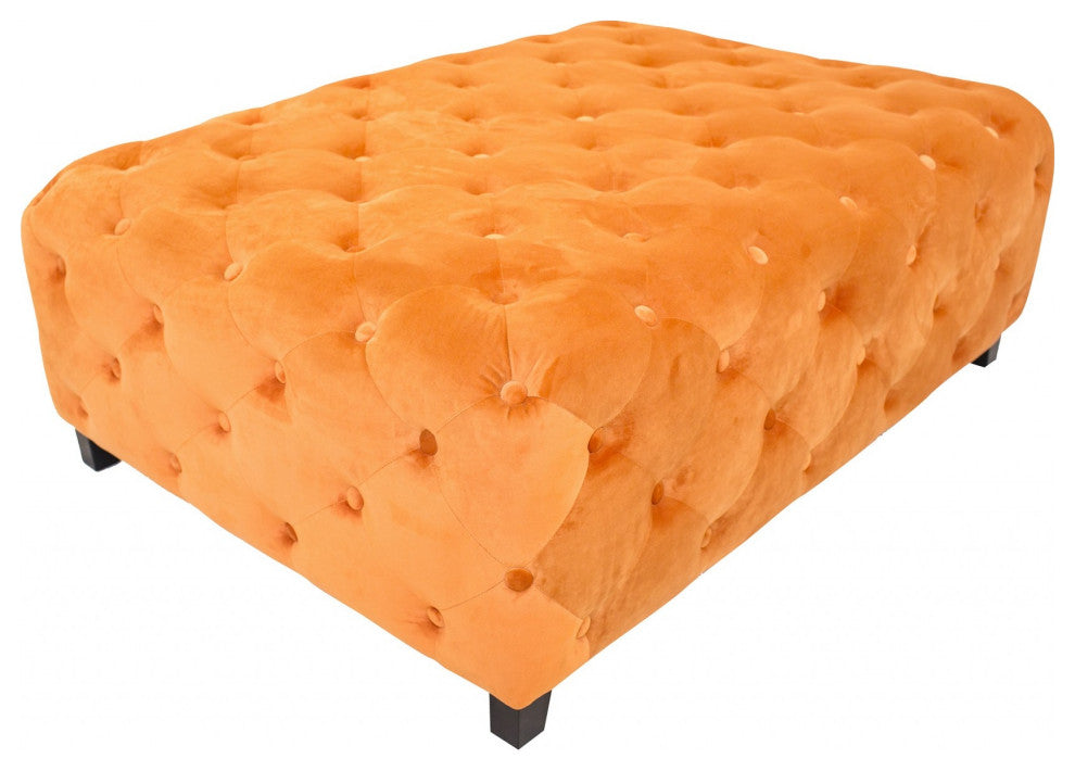 Velvety Orange Modern Square Coffee Table