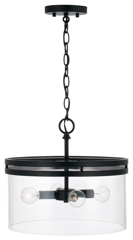 Capital Lighting 248741 Fuller 4 Light 15"W Semi-Flush Drum - Aged Brass