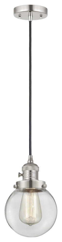 Innovations 201CSW-PN-G202-6 Beacon 1 Light Pendant, Switch, Polished Nickel