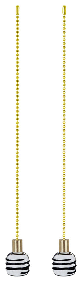Aspen Creative 20508-X, 12" Clear with Black Line Glass Knob with Pull Chain, Pa