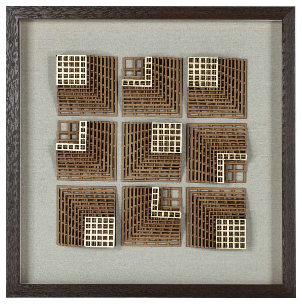 Abstract 3D Wood Carving Shadow Box Wall DÃ©cor