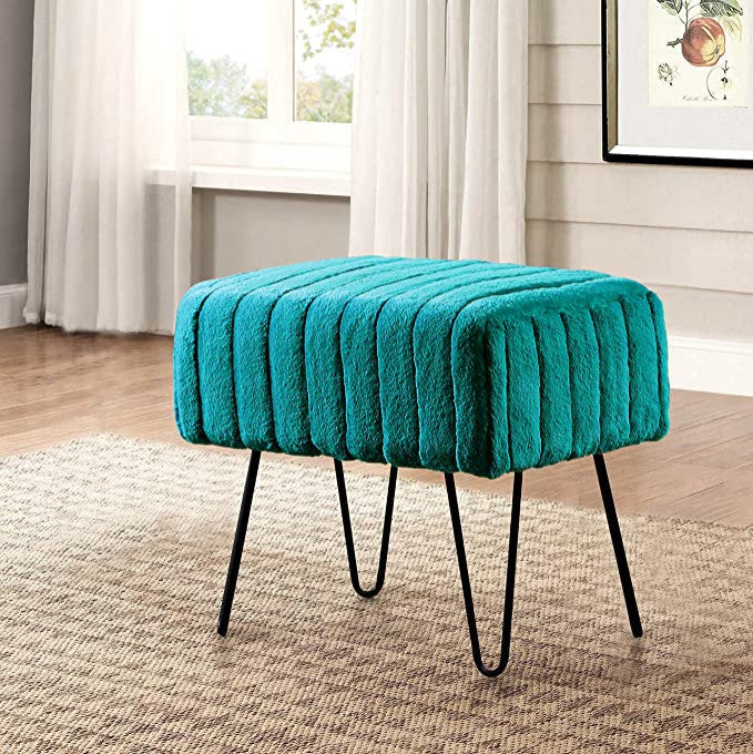 Serenta Super Mink Ottoman, Tile Blue, 19''x13''x17''