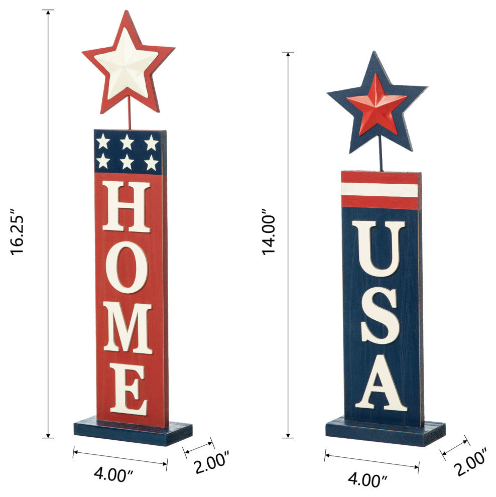 2-Piece Wooden Patriotic/Americana Firecracker Table Sign Set