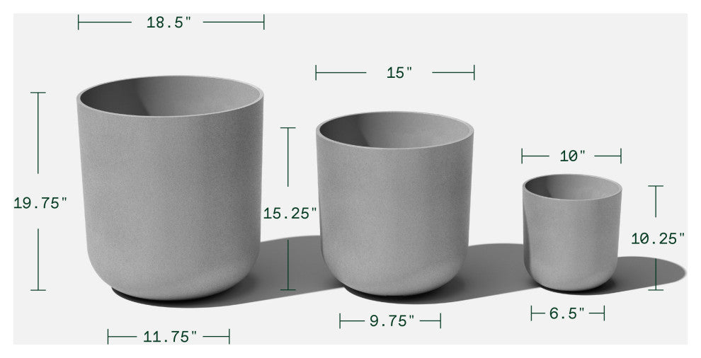 Veradek Mason Series Kona Planter Set of 3 Cluster, Gray