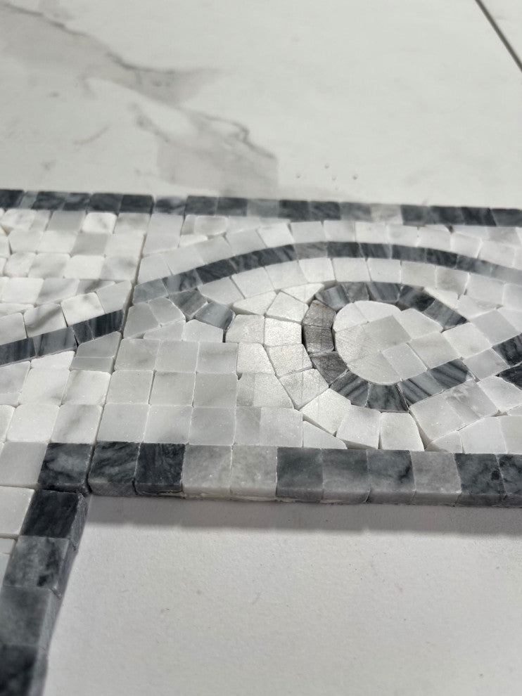 Stretch Bardiglio 4x12 Marble Mosaic Border Listello Tile Honed, 1 piece