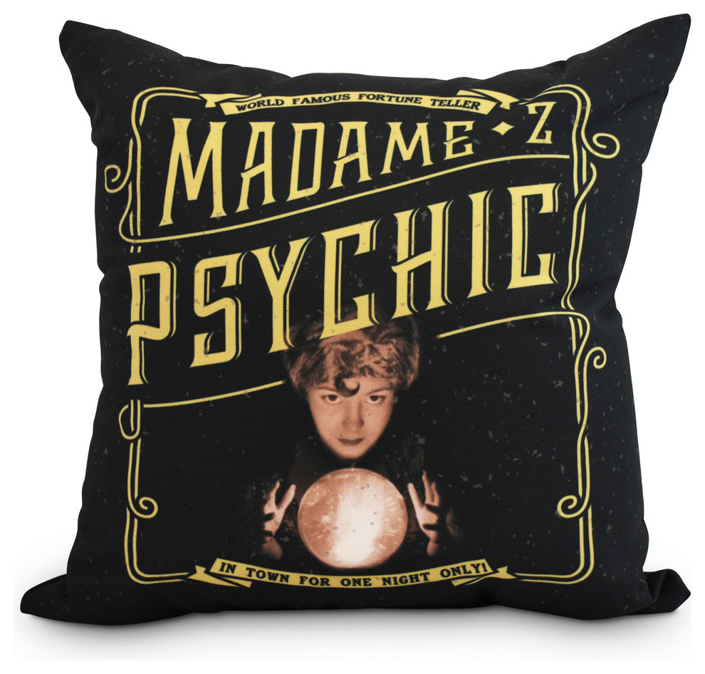 Madame Psychic Halloween Print Decorative Throw Pillow, Gold/Yellow, 16"