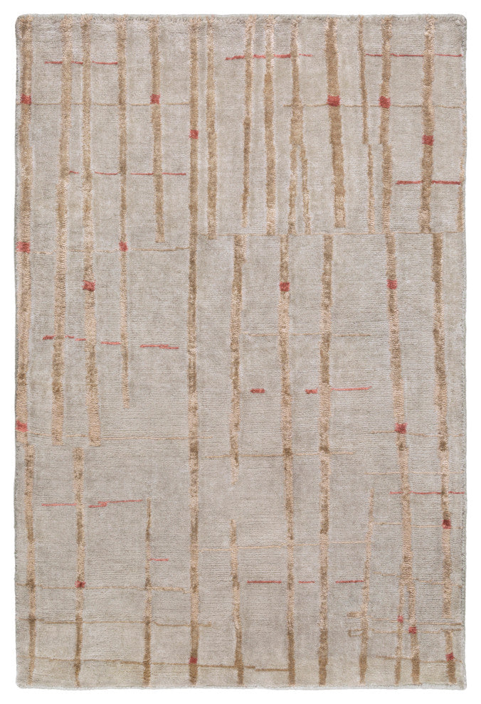 Surya Shibui SH-7405 2'x3' Rug, Light Gray/Dark Brown/Dark Red