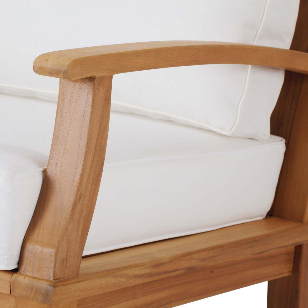 Lounge Rocking Chair, Wood, Brown Natural White, Modern, Outdoor Patio Bistro