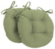 16" Solid Twill Round Tufted Chair Cushions, Set of 2, Sage Green