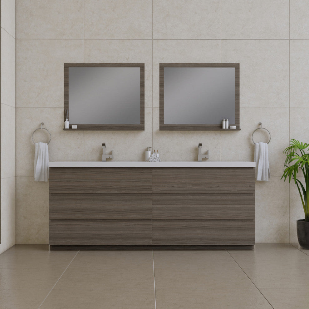 Paterno 84" Double Bathroom Vanity With Sink, Gray