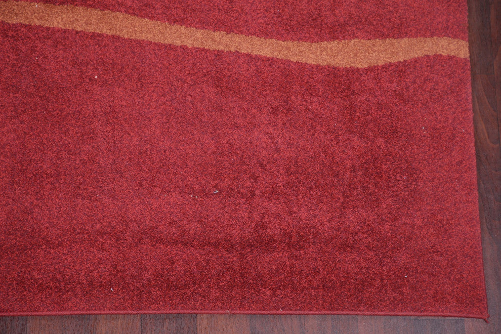 Modern Stripe Carpet Oriental Wool Traditional Turkish Area Rug, Red, 9'1"x6'7