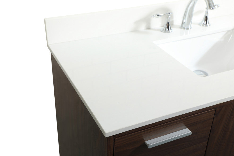Home Living Modern Natural Oak-Light Bathroom Vanity, Walnut, 48"