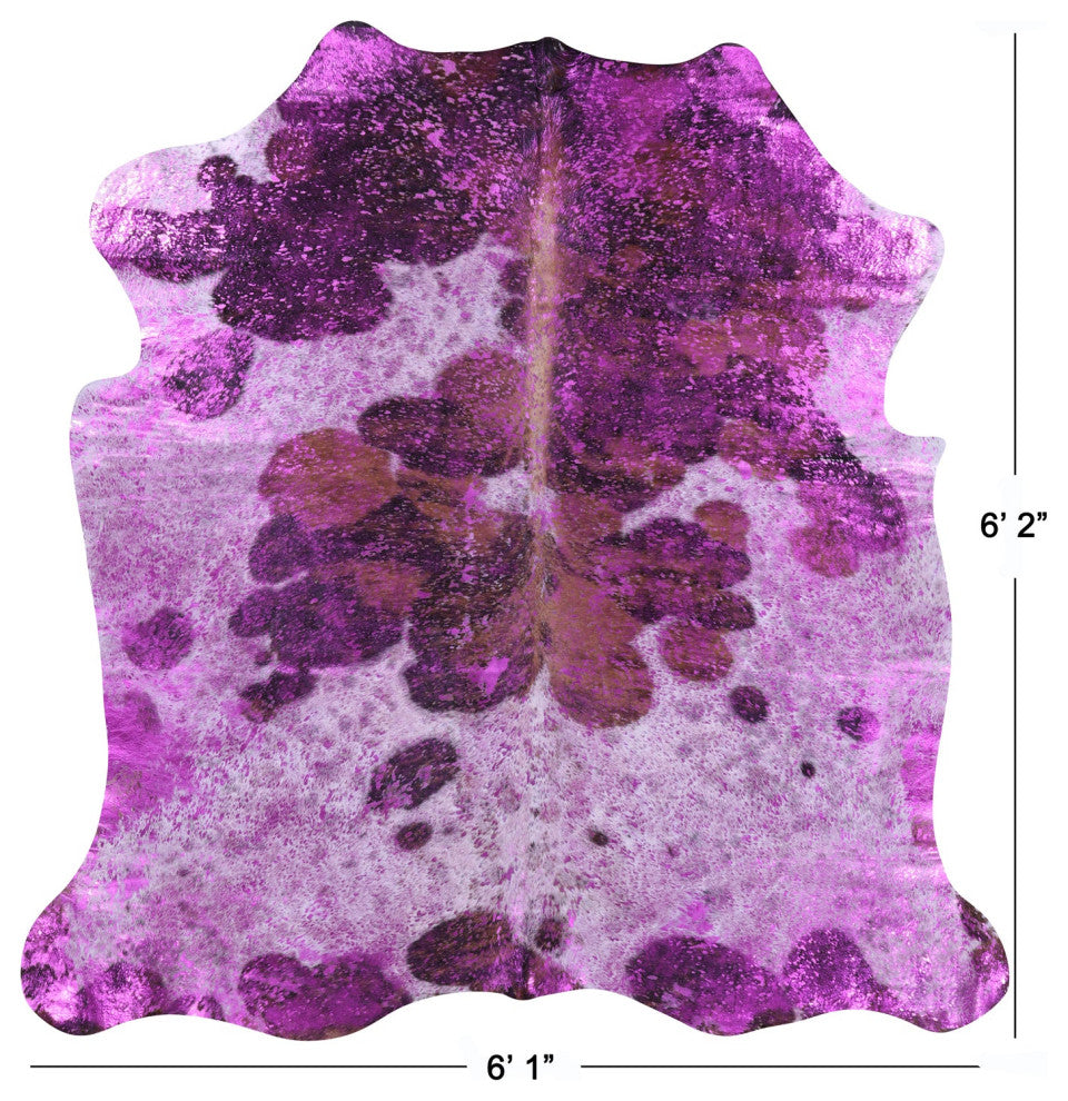 Pink Metallic Cowhide Rug 6' 2" X 6' 1" C2145