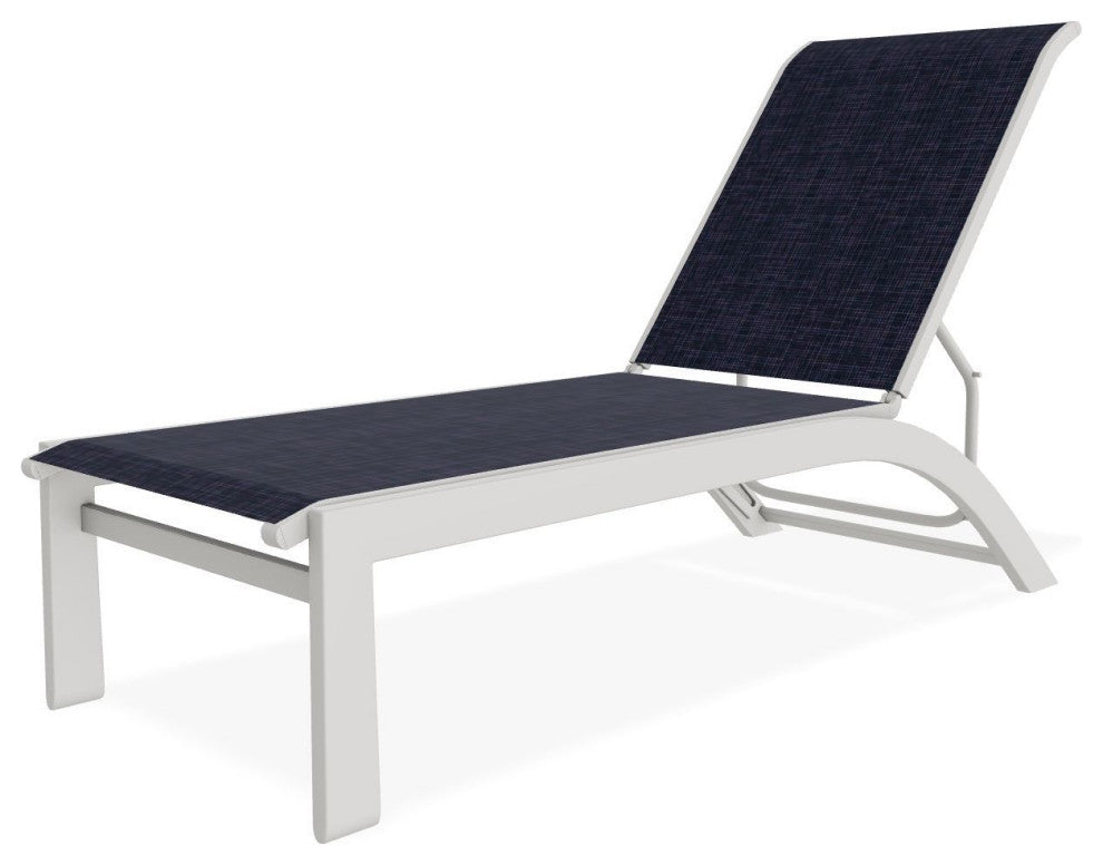 Kendall Sling Stackable Outdoor Chaise Lounge, Moments Navy/Snow