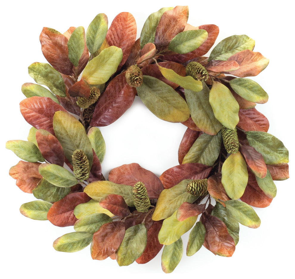 Fall Magnolia Leaf Wreath 24"D