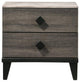 2 Drawer Wooden Nightstand with Grains and Angled Legs, Gray