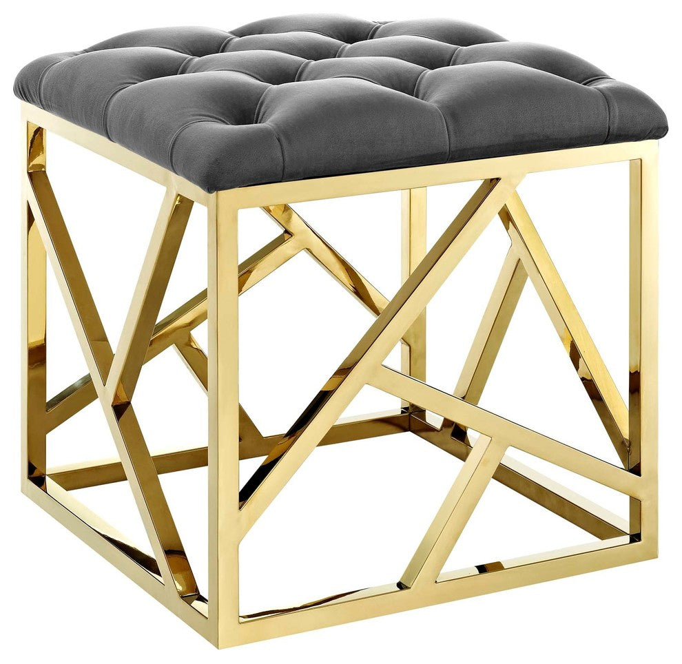Modway Intersperse Ottoman, Gold Gray