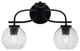 Cavella 2 Light Bath Bar In Matte Black Finish, 5.75" Smoke Bubble Glass