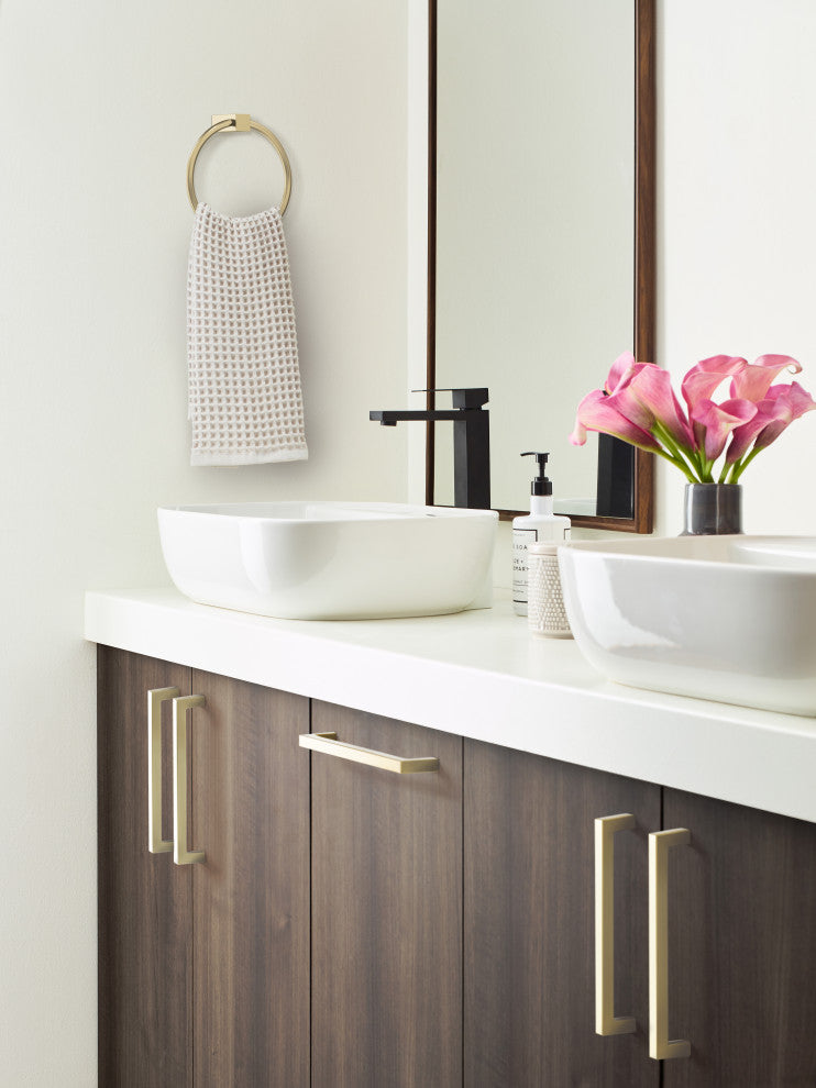 Amerock Monument Contemporary Towel Ring, Golden Champagne