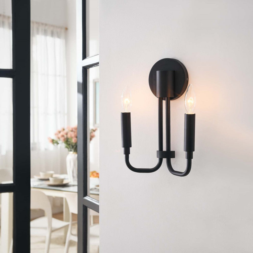 Sconce Wall Lamp Light Fixture, Black, Mid Century Living Kitchen Bistro Cafe