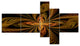 Colorful Fractal Flower Pattern, Contemporary Canvas Print, 60"x32", 5 panels