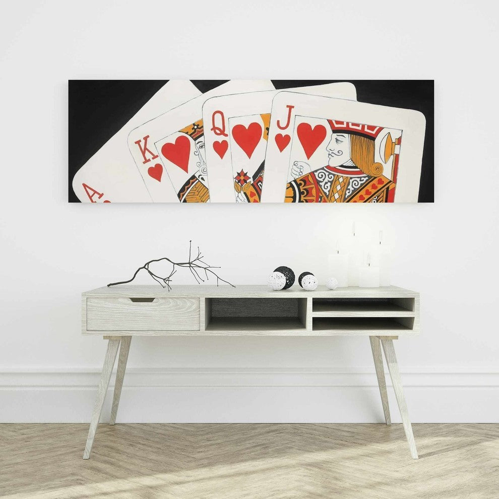 Heart Royal Flush Closeup Print on Wrapped Canvas