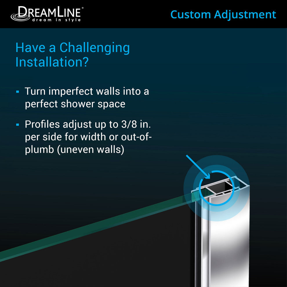 DreamLine Prism 36x74 3/4 Neo-Angle Pivot Shower Enclosure Satin Black, Black