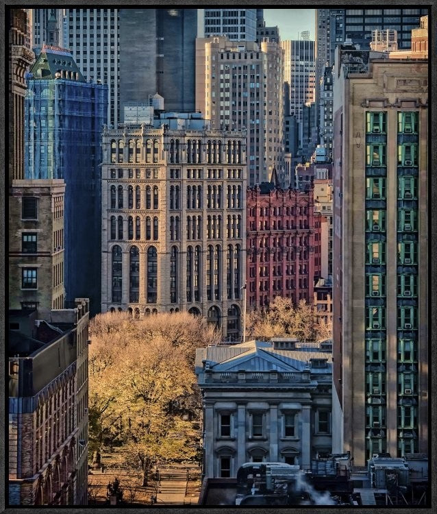 "City Life" Framed Canvas Giclee by Liyun Yu, 19x23"