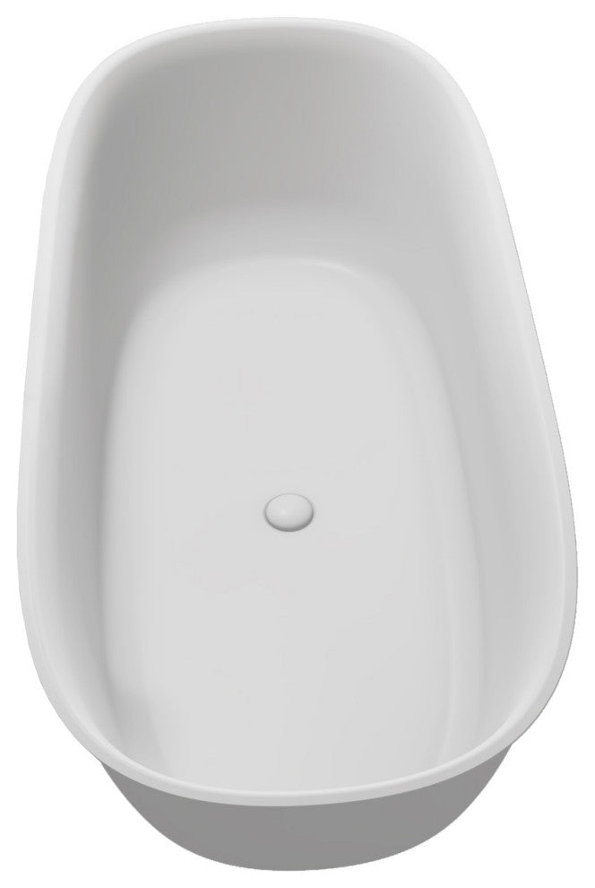 67" Solid Surface Freestanding Soaking Bathtub, White