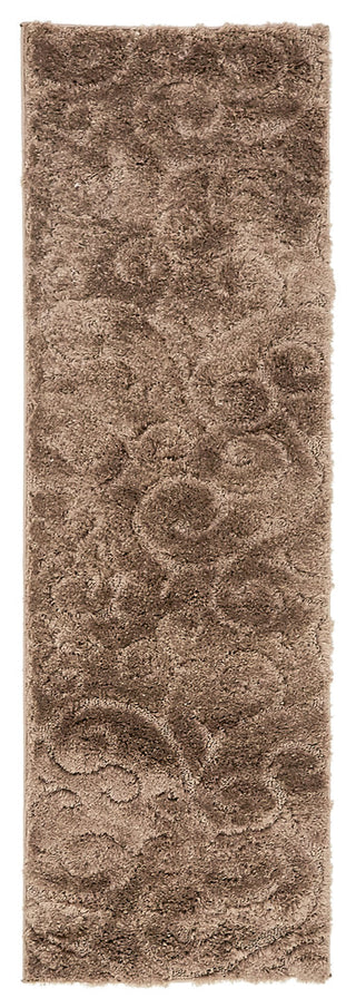 Unique Loom Brown Floral Shag2'x6'7 Runner Rug